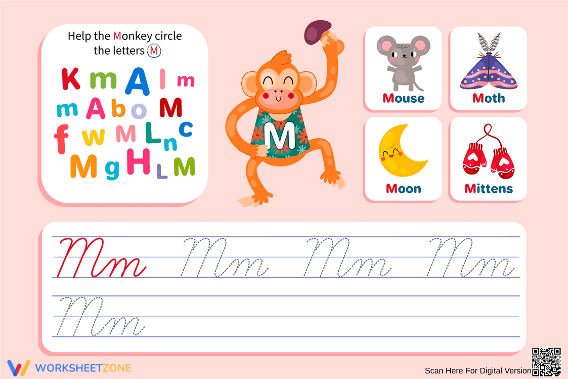Find, Trace, and Write the Cursive M - Page 1