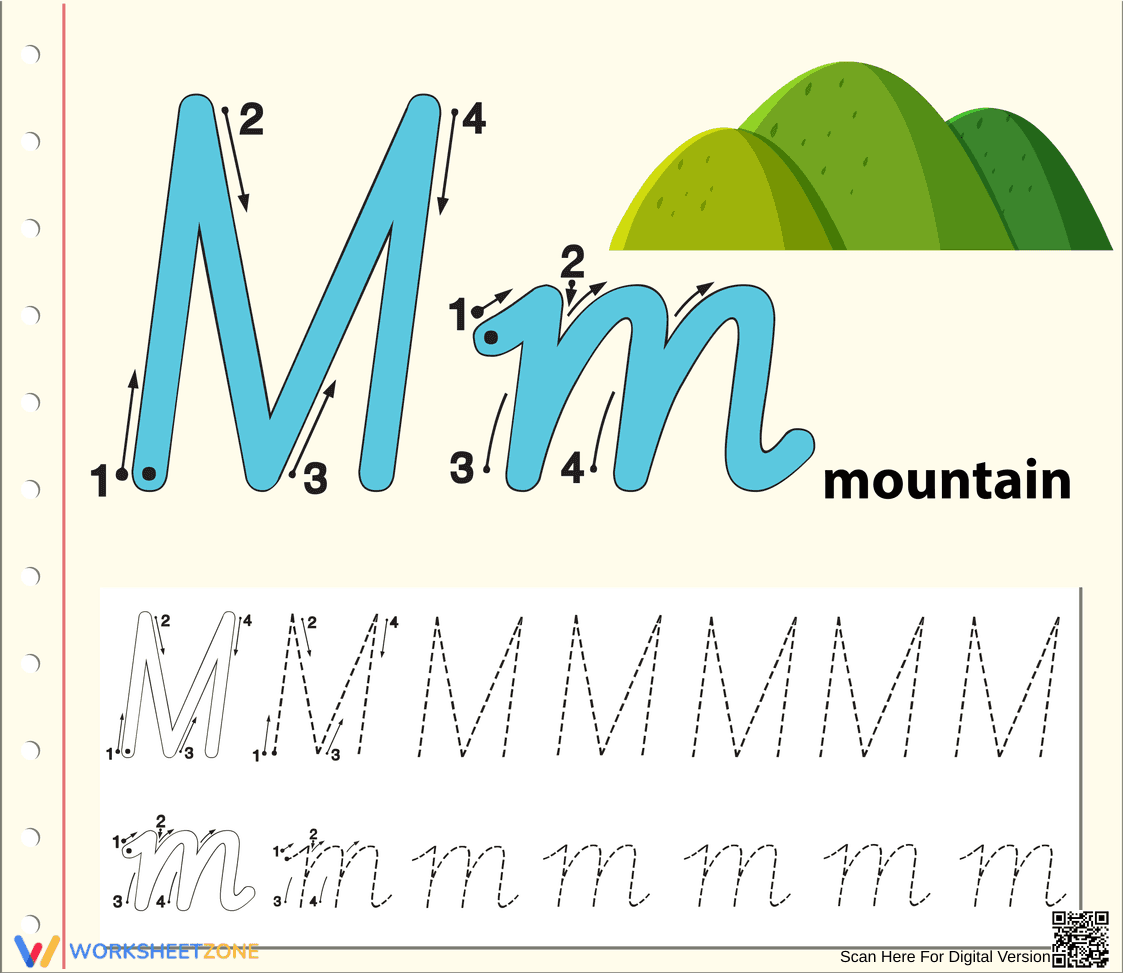 M is for Mountain Worksheet - Page 1