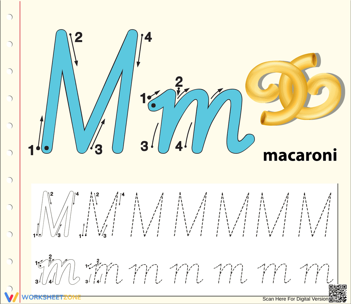 Grade 1 Cursive M — Printable No-Prep Worksheet - Page 1