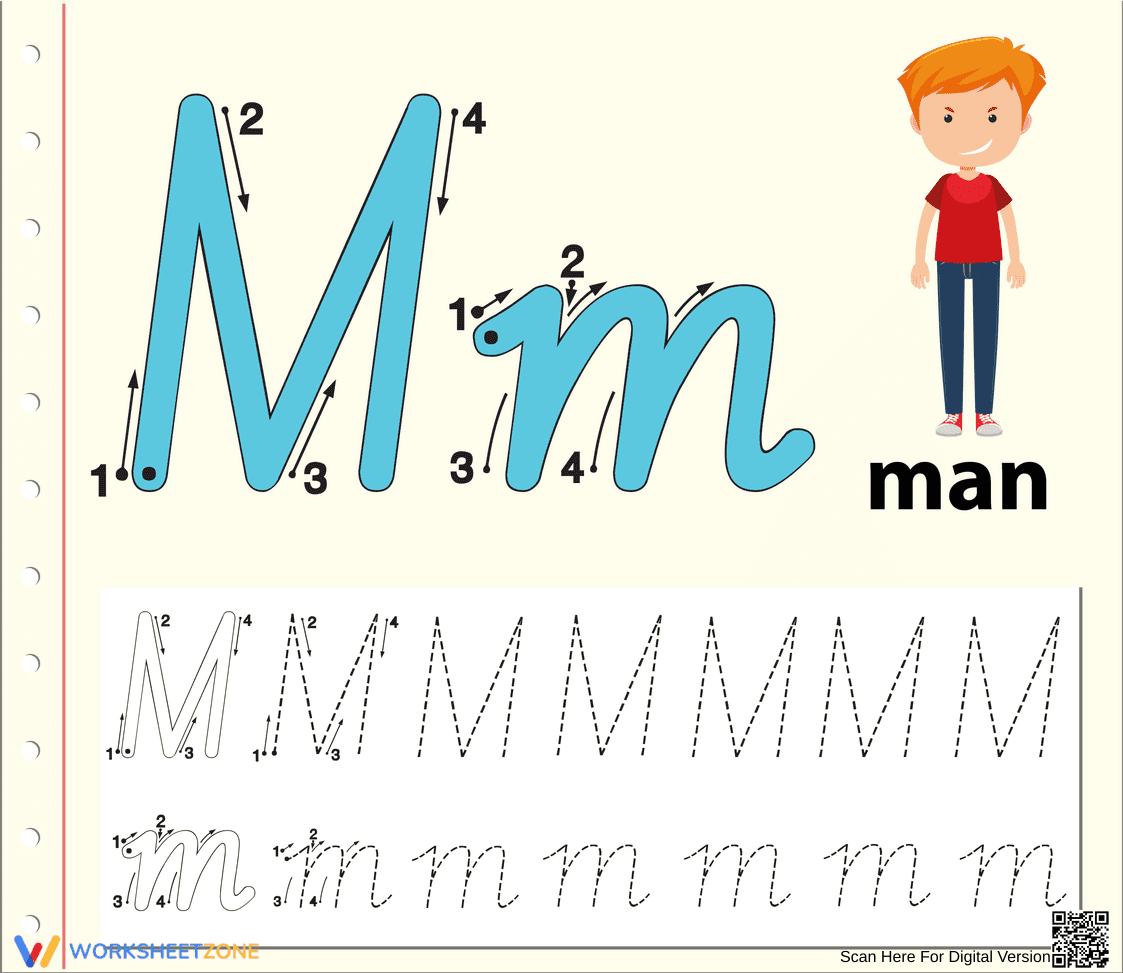 M is for Man Worksheet - Page 1
