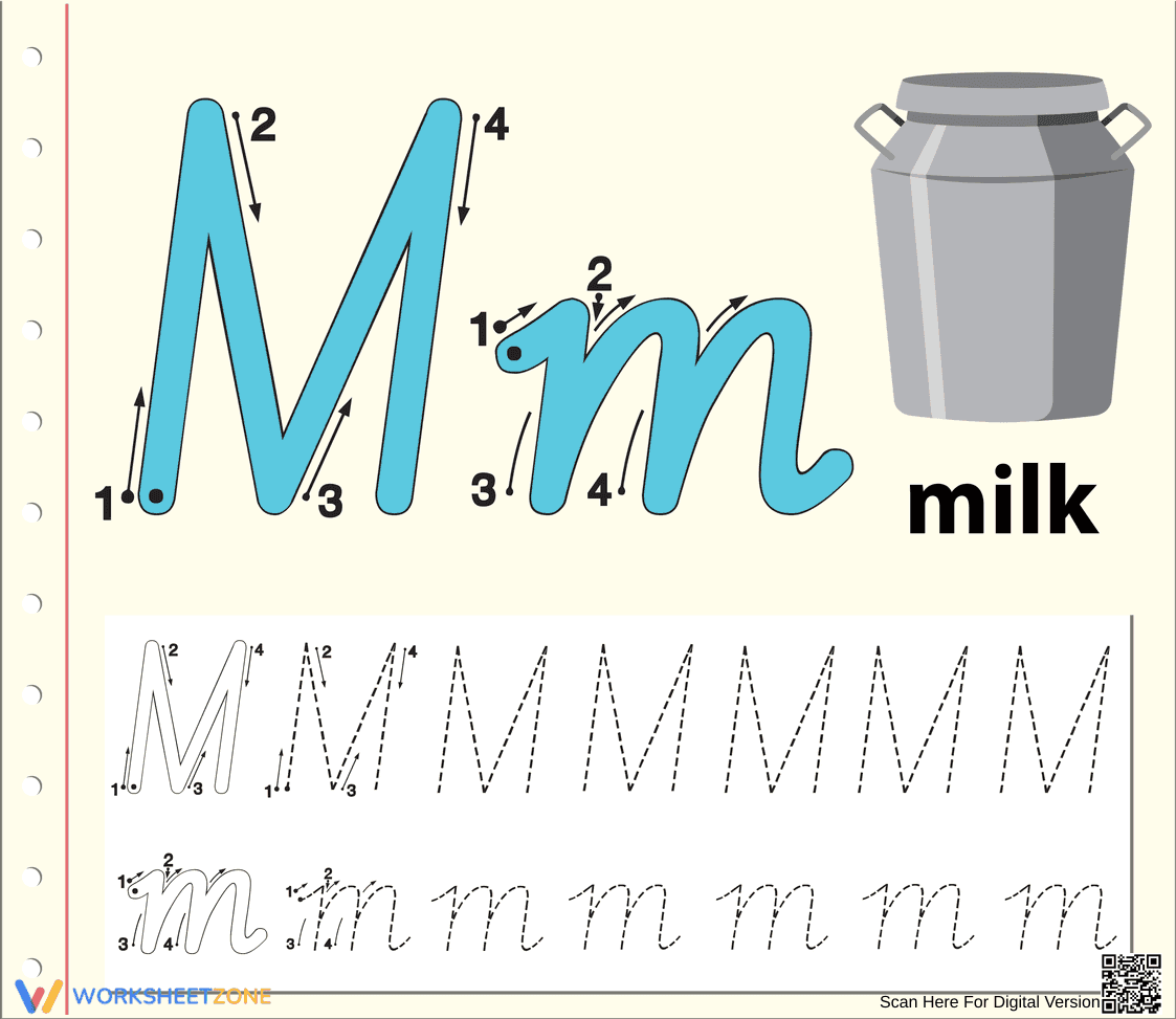 M is for Milk Worksheet - Page 1