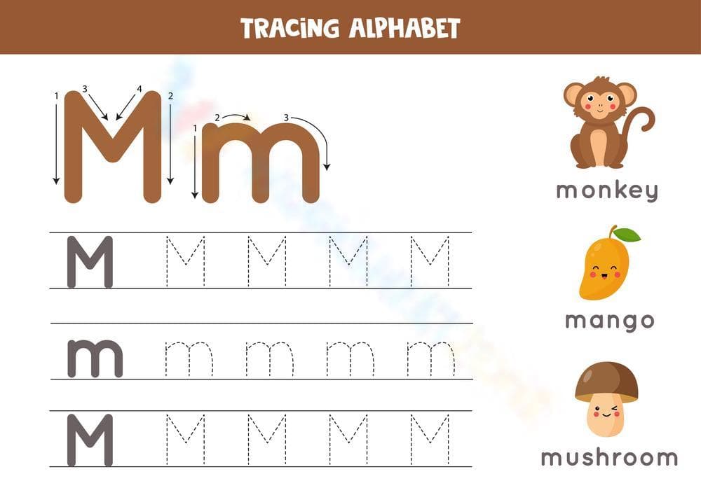 Tracing Alphabet M Worksheet - Page 1
