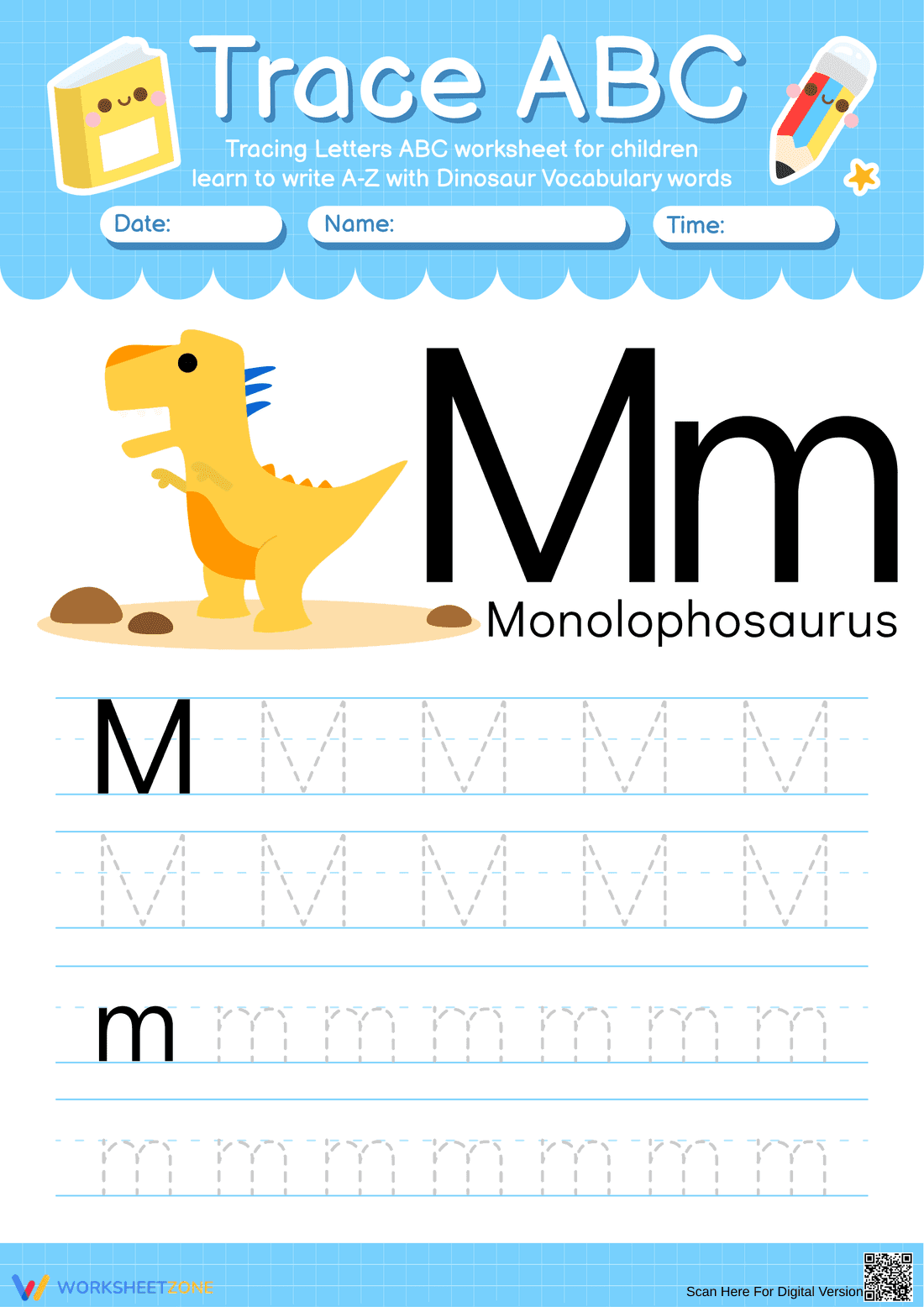 Printable Letter M Tracing Worksheet | Kindergarten ELA - Page 1