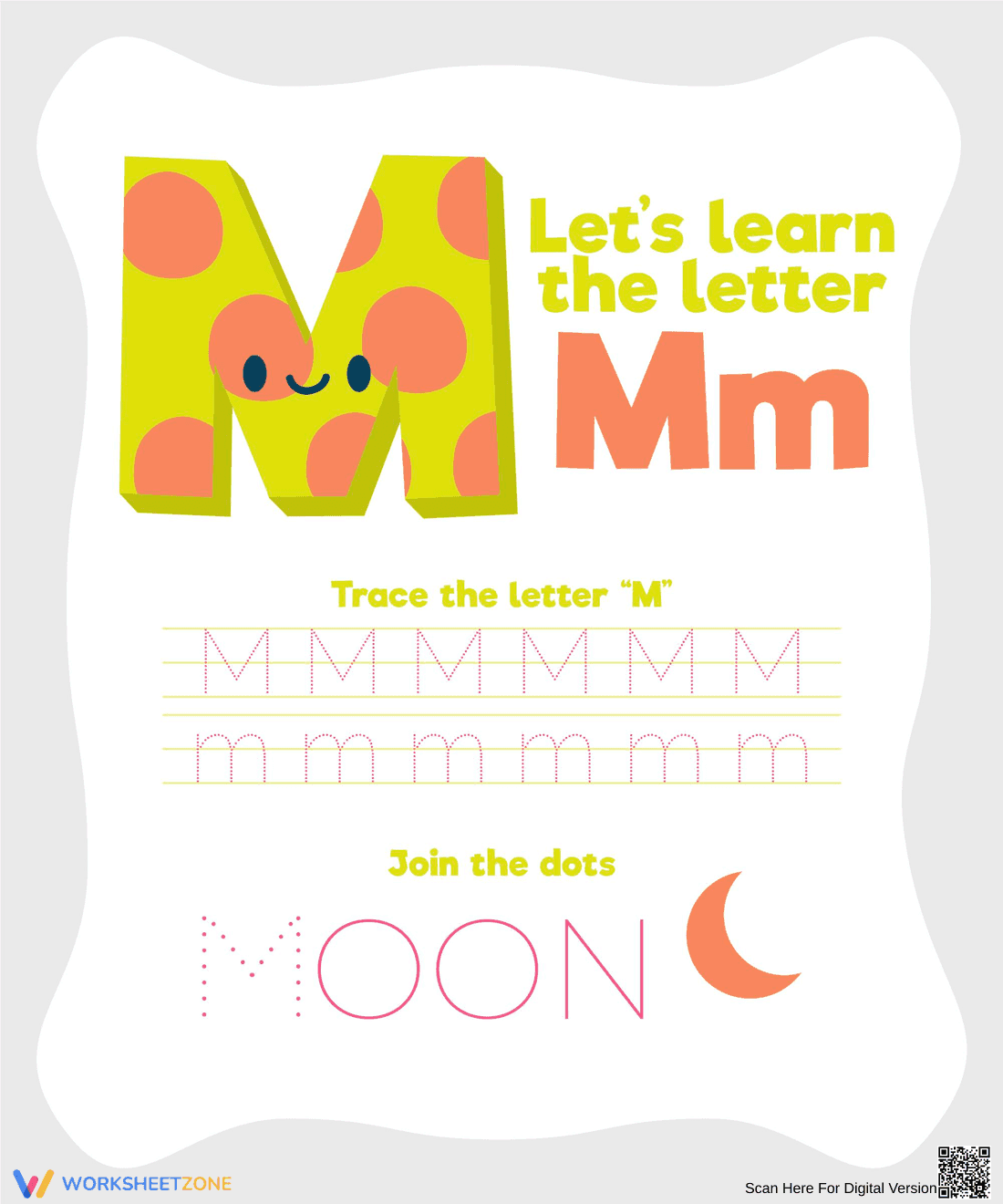 Letter M Tracing Worksheet | Essential Kindergarten Practice - Page 1