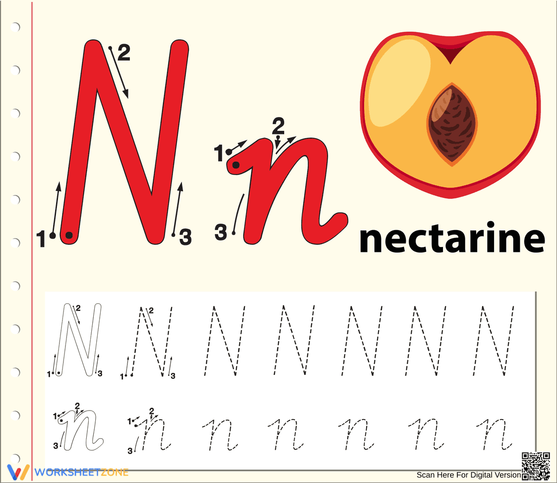 N is for Nectarine Worksheet - Page 1