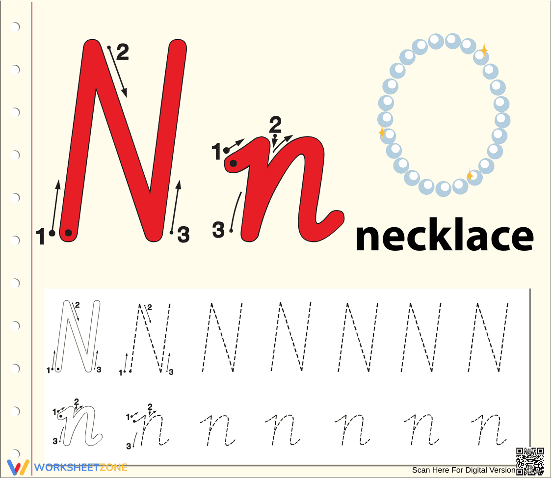 N is for Necklace Worksheet - Page 1