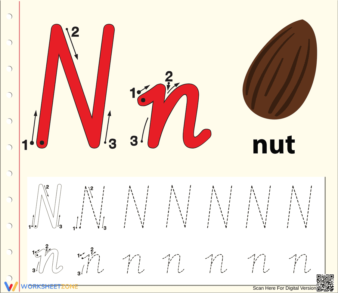 Letter N Tracing Printable | Kindergarten Handwriting - Page 1