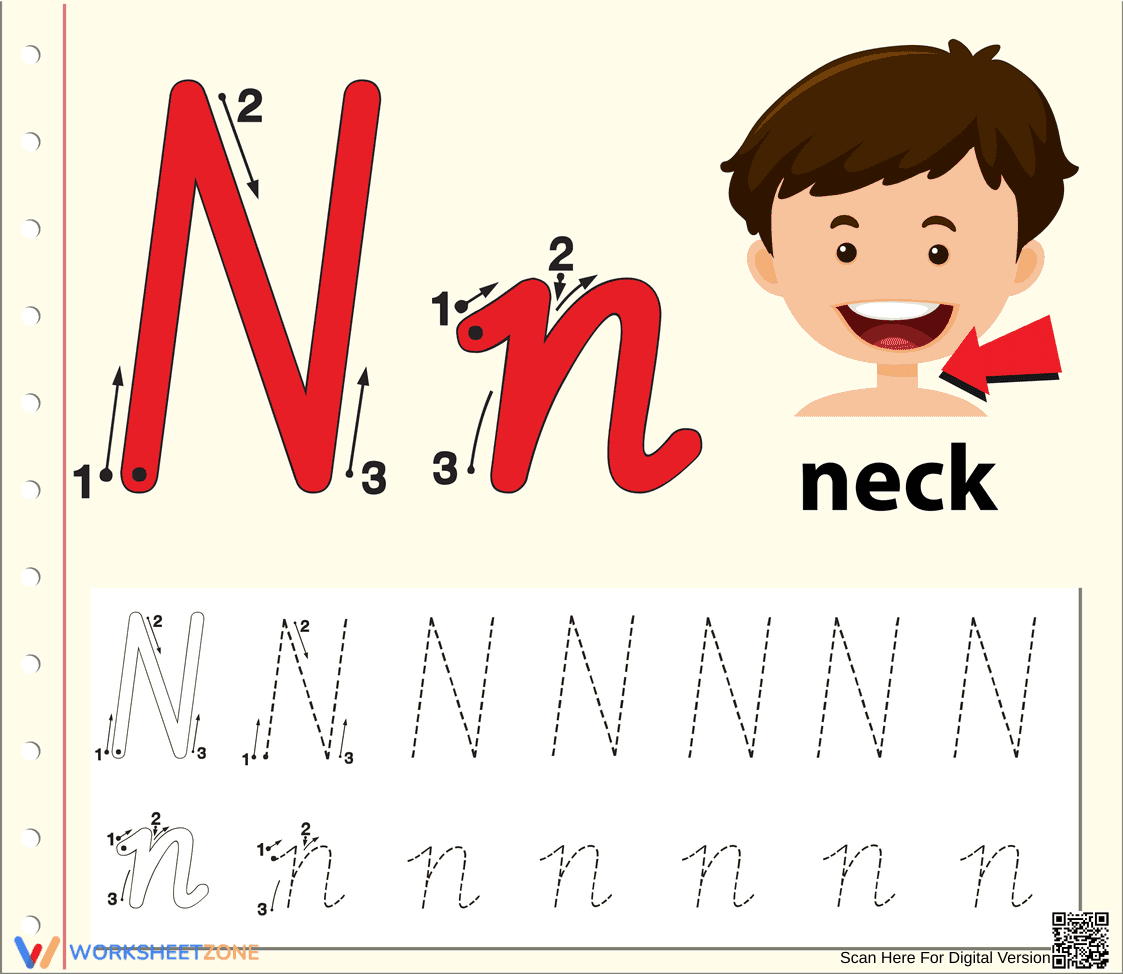 N is for Neck Worksheet - Page 1