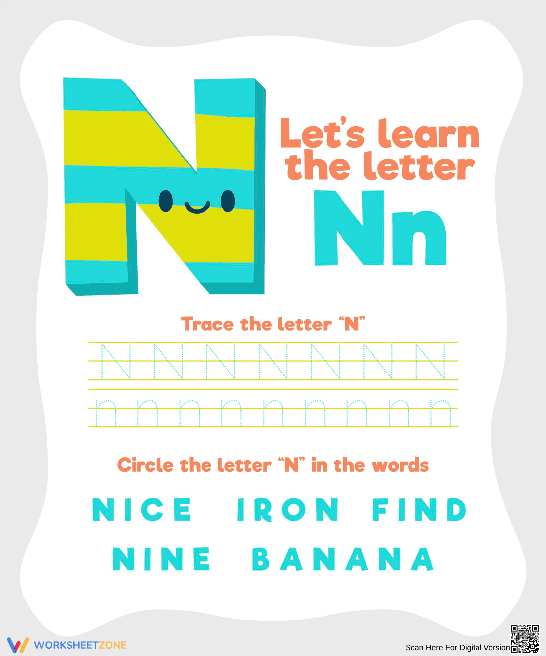 Learn the Letter N Worksheet - Page 1