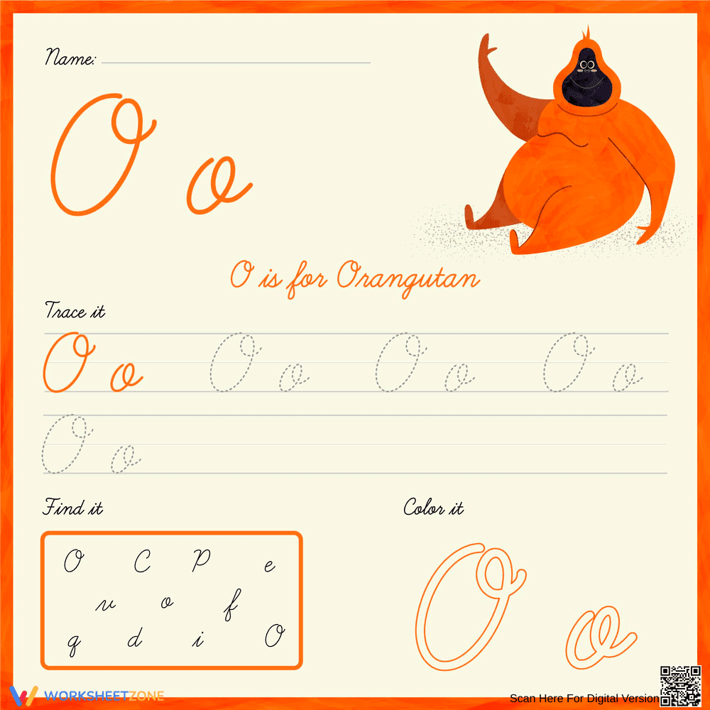 Cursive Letter O Worksheet | Grade 1 Essential - Page 1