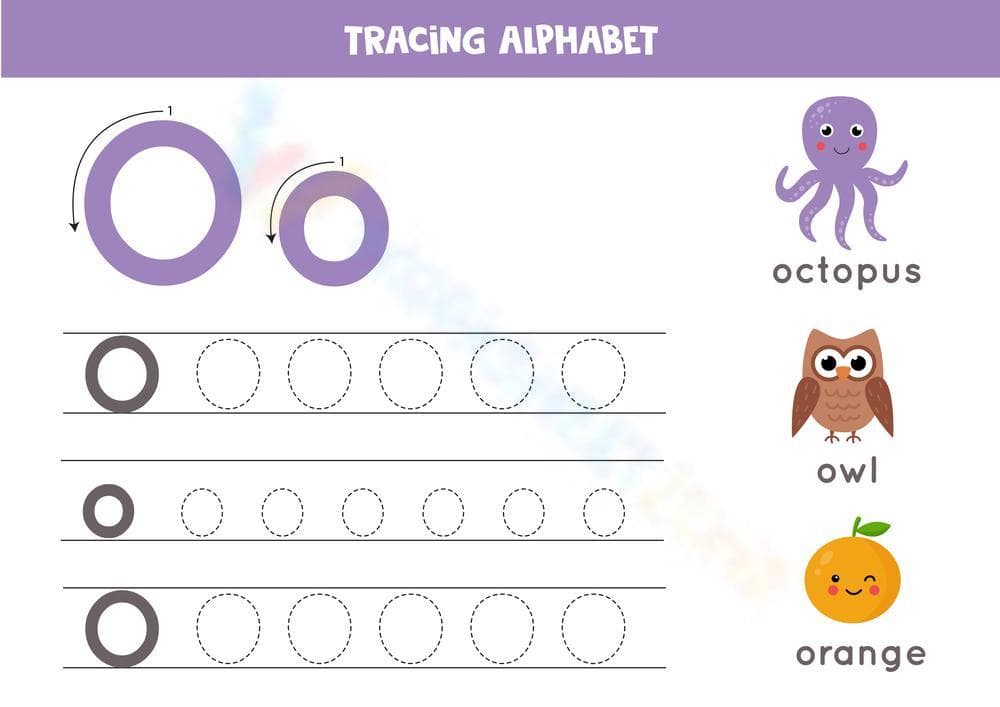 Letter O Tracing Alphabet Worksheet - Page 1