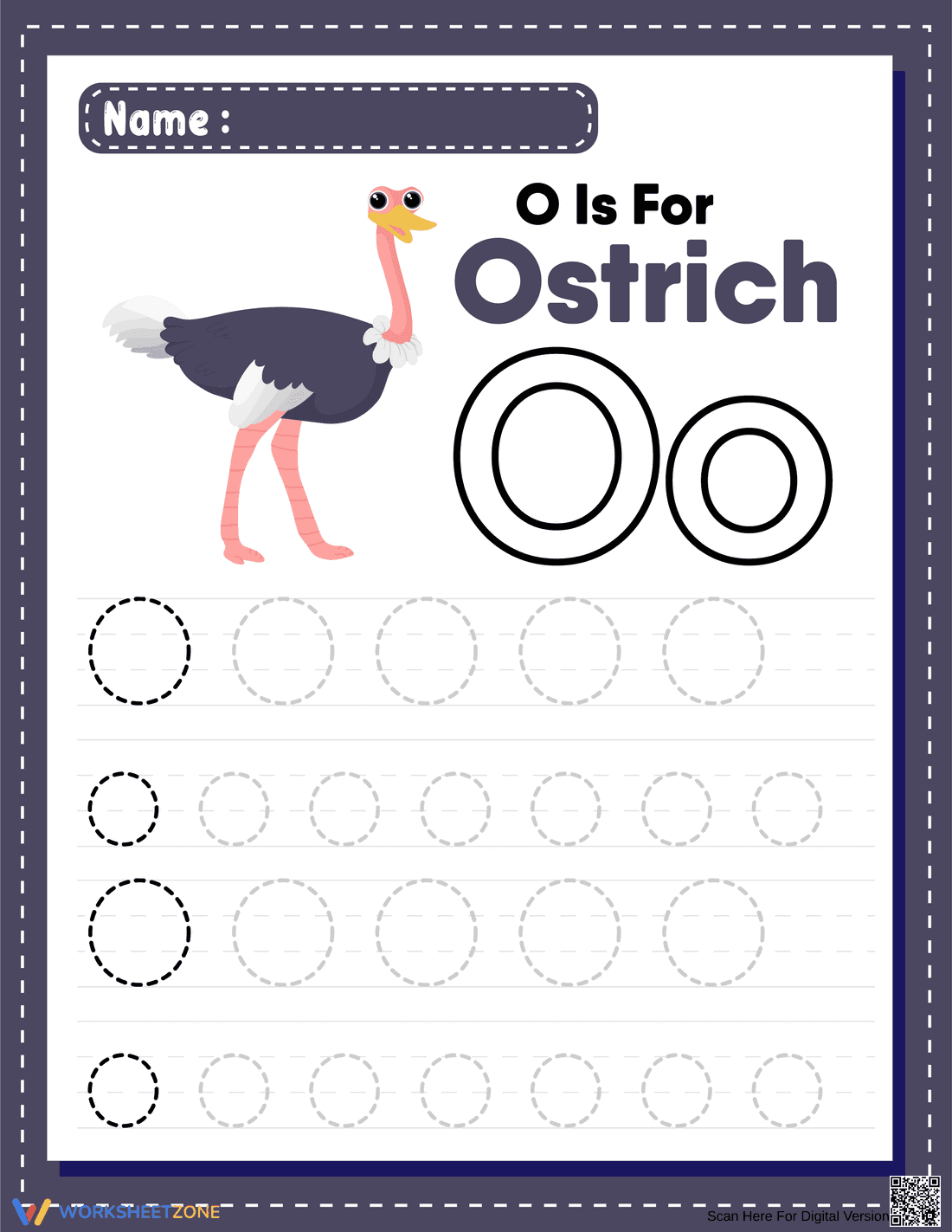 Letter O Tracing Worksheet for Kids - Page 1