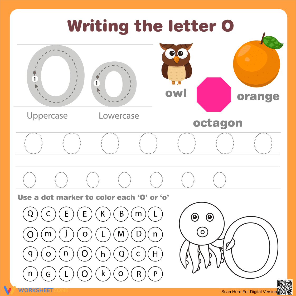 Writing the Letter O Worksheet | Essential Kindergarten - Page 1