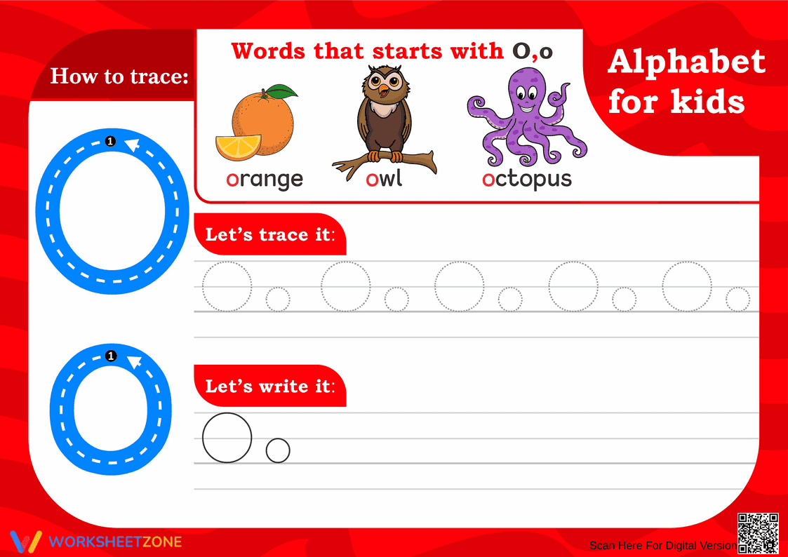 Letter O Alphabet Worksheet - Page 1