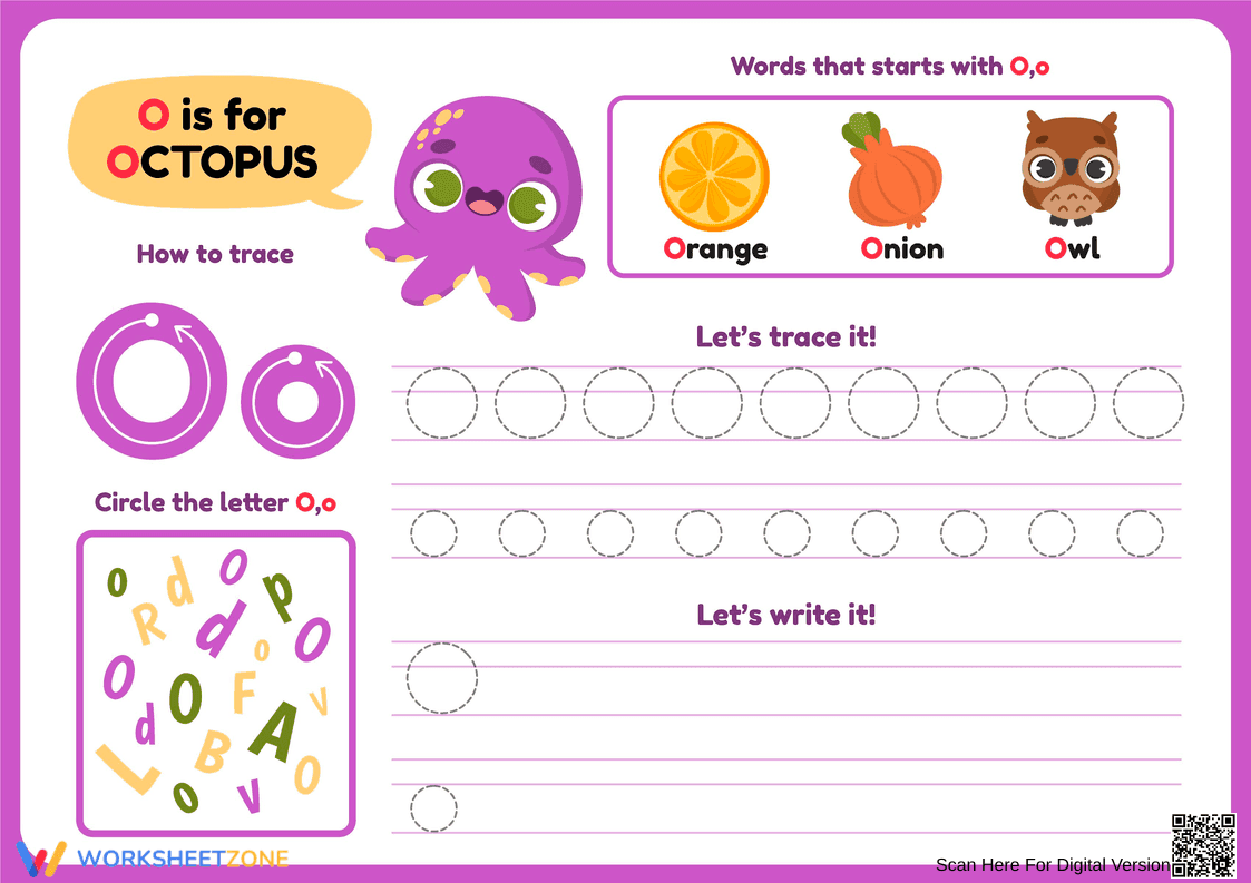 How to Trace Letter OO Worksheet - Page 1