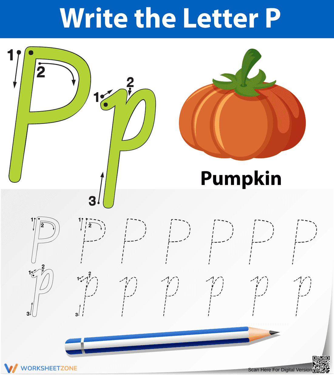 Letter P Tracing Worksheet | Essential PreK-K - Page 1