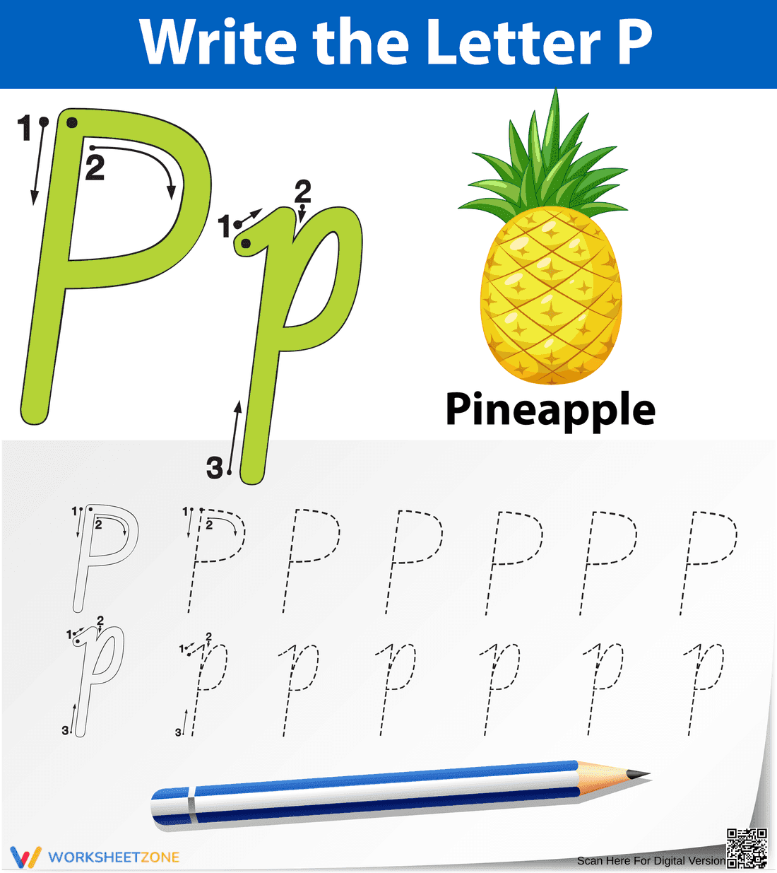 Letter P Tracing Worksheet | Printable PreK-K - Page 1