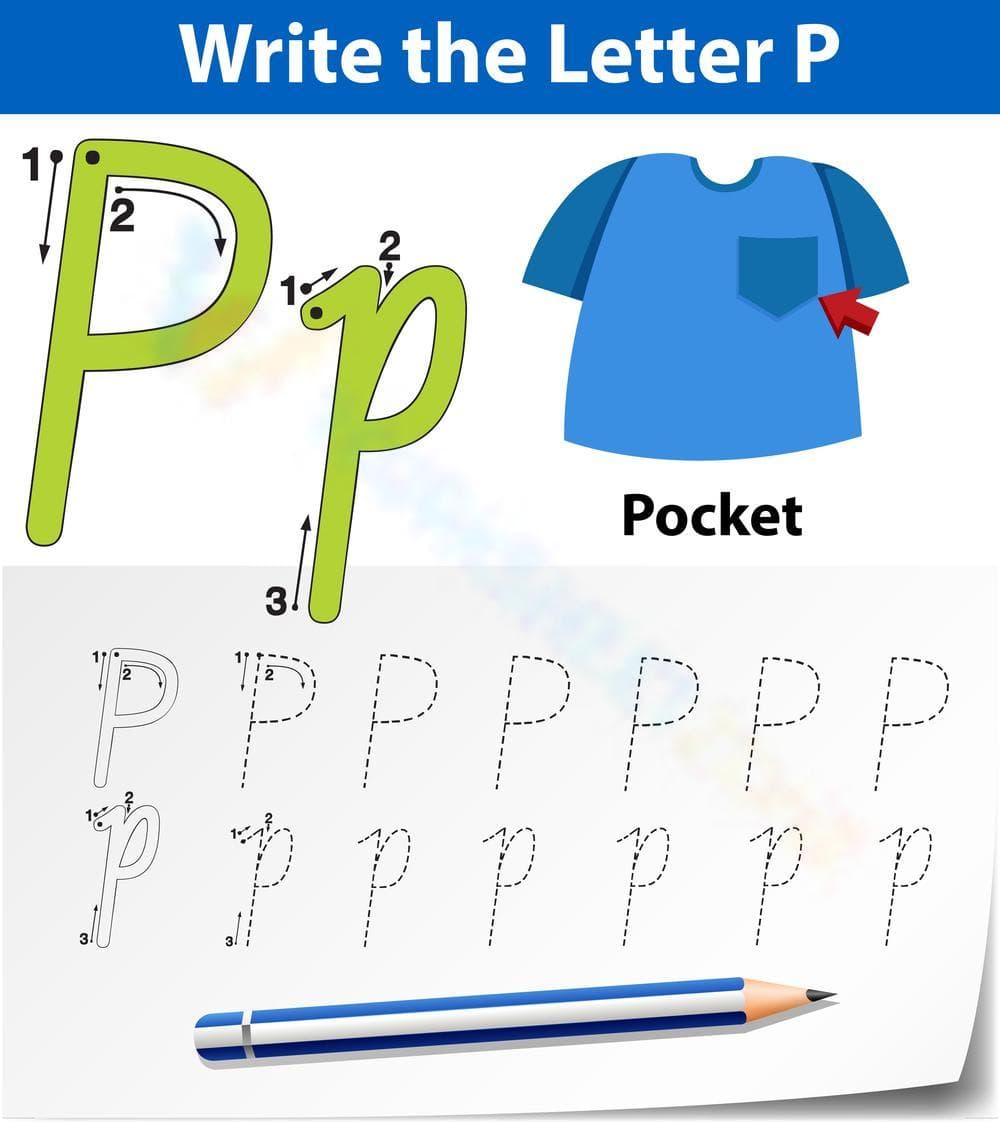 Letter P Worksheet: P is for Pocket - Page 1