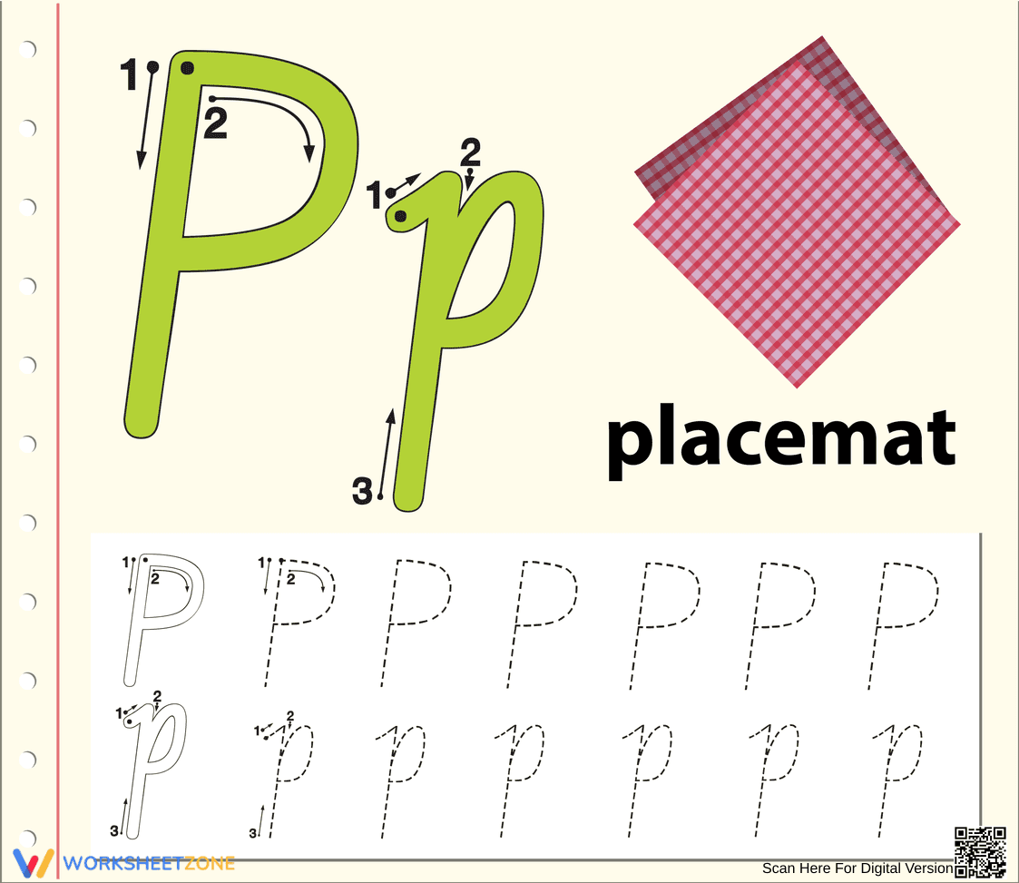 Grade K Letter P Tracing — Printable No-Prep Worksheet - Page 1