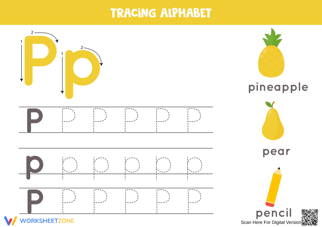 Colorful Activities for Tracing Letter P - Page 1