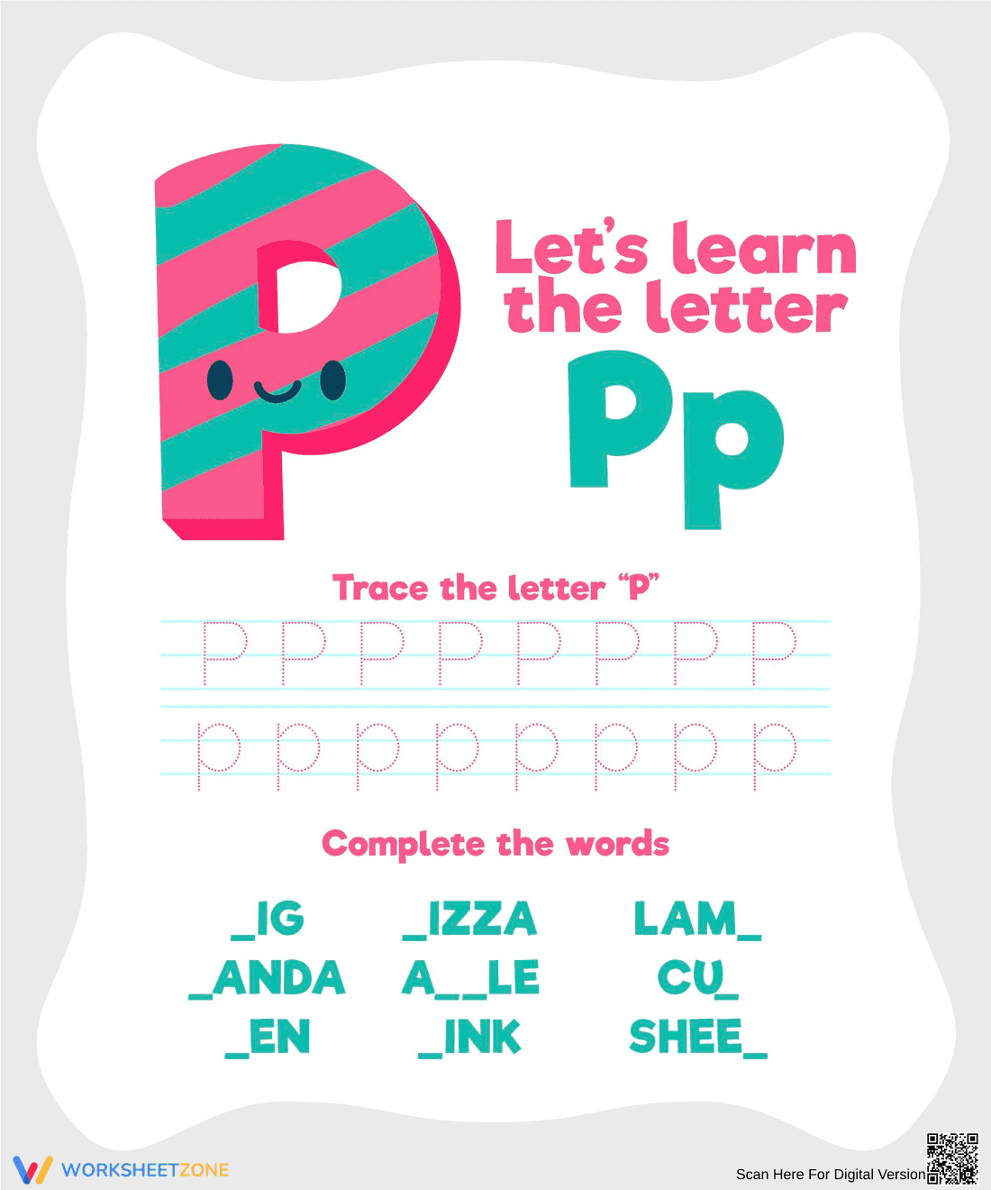 Learning the Letter P Worksheet - Page 1