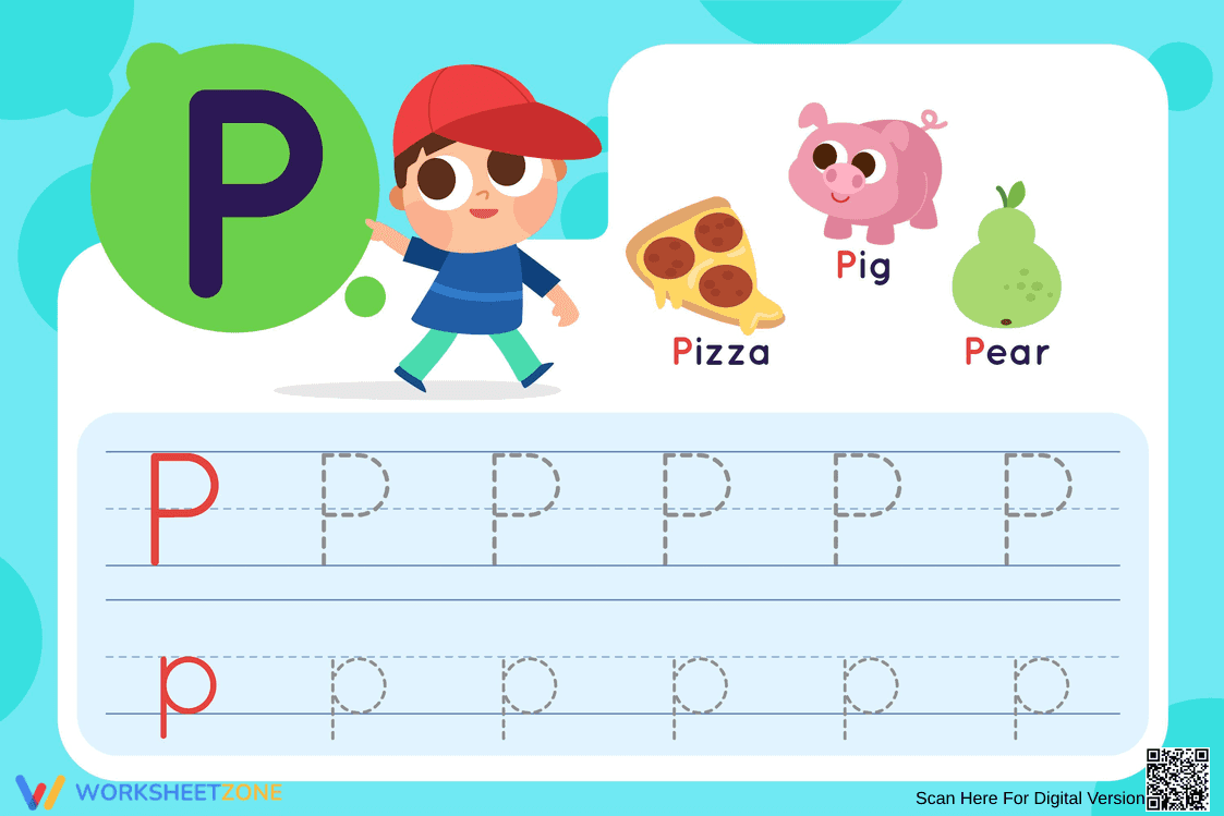 Letter P Tracing Worksheet for Preschool - Page 1