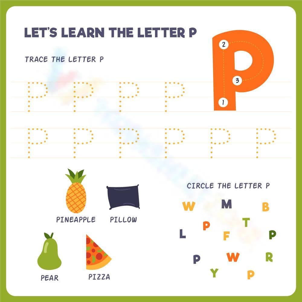 Printable Letter P Tracing Worksheet | Grade K - Page 1