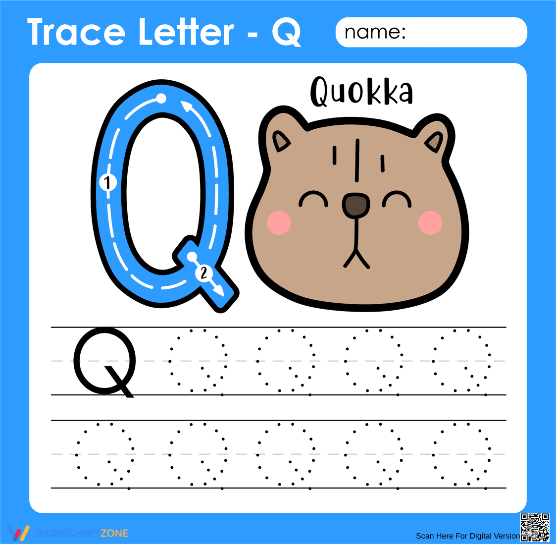 Trace the Letter Q Worksheet - Page 1