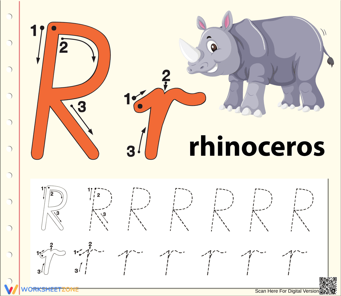 Grade 1 Letter R Tracing — Printable No-Prep Worksheet - Page 1
