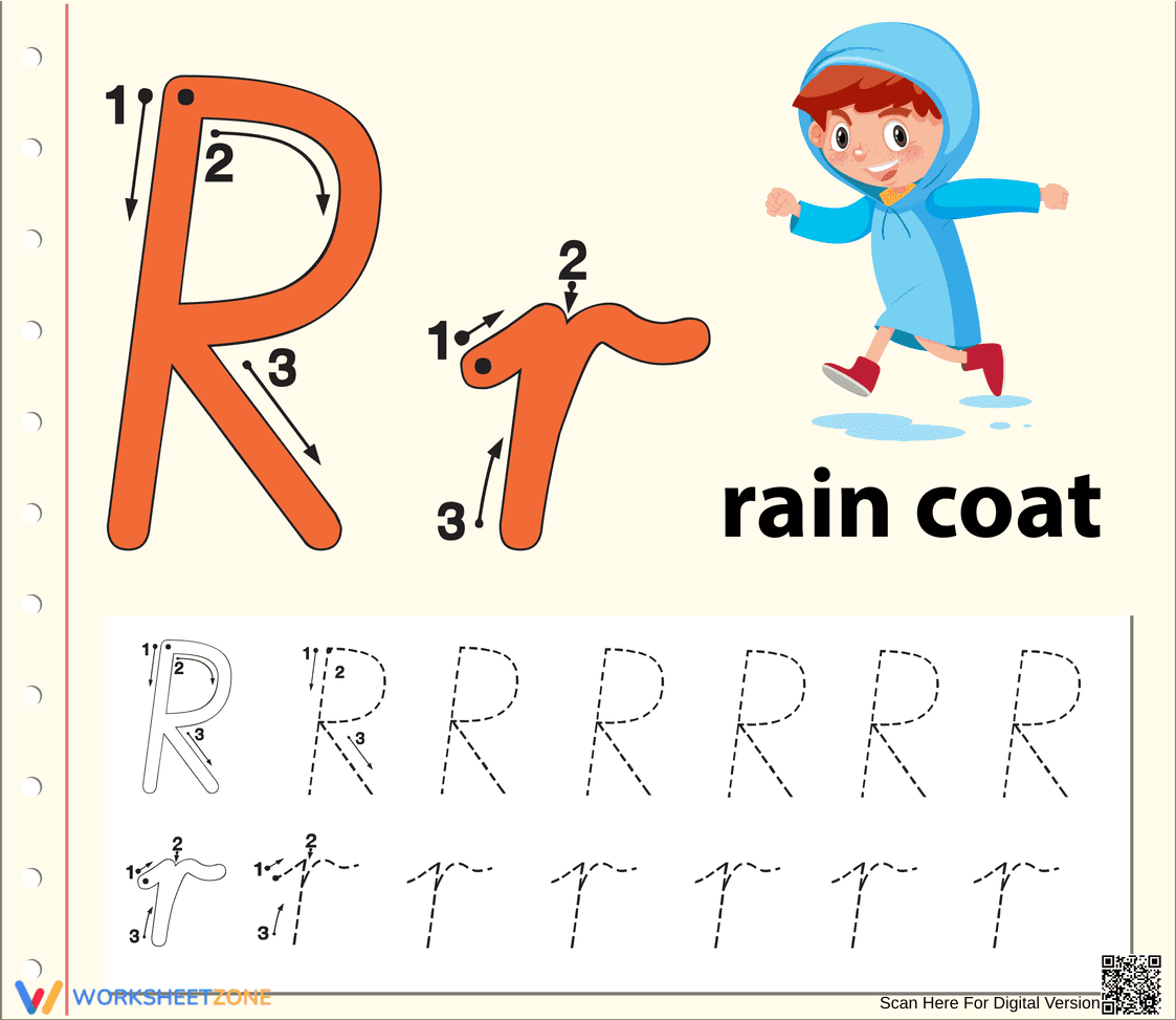 Grade 1 Letter R Tracing — Printable No-Prep Worksheet - Page 1