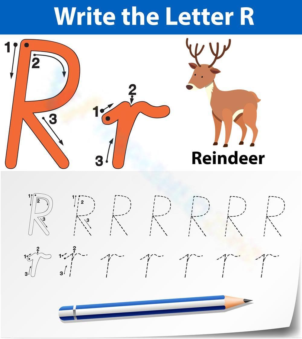 Letter R Writing Practice for Kids - Page 1