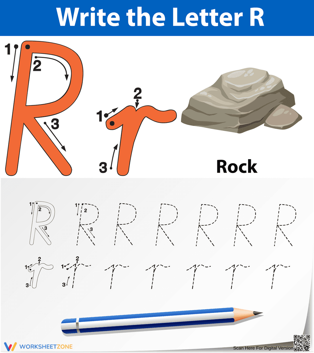 Letter R Tracing Worksheet | Grade 1 Printable - Page 1