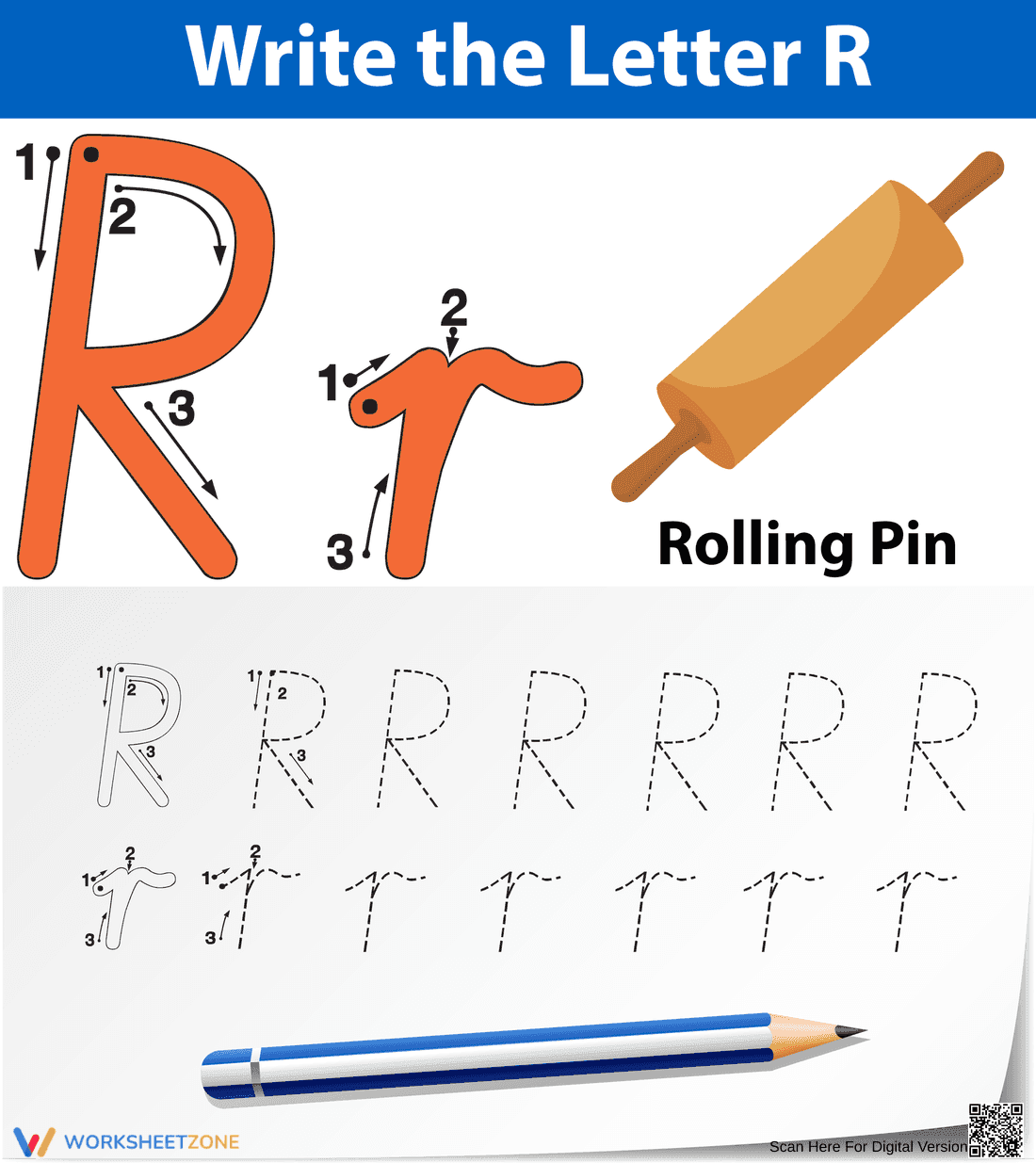 Letter R Tracing Worksheet | Grade K-1 Essential - Page 1