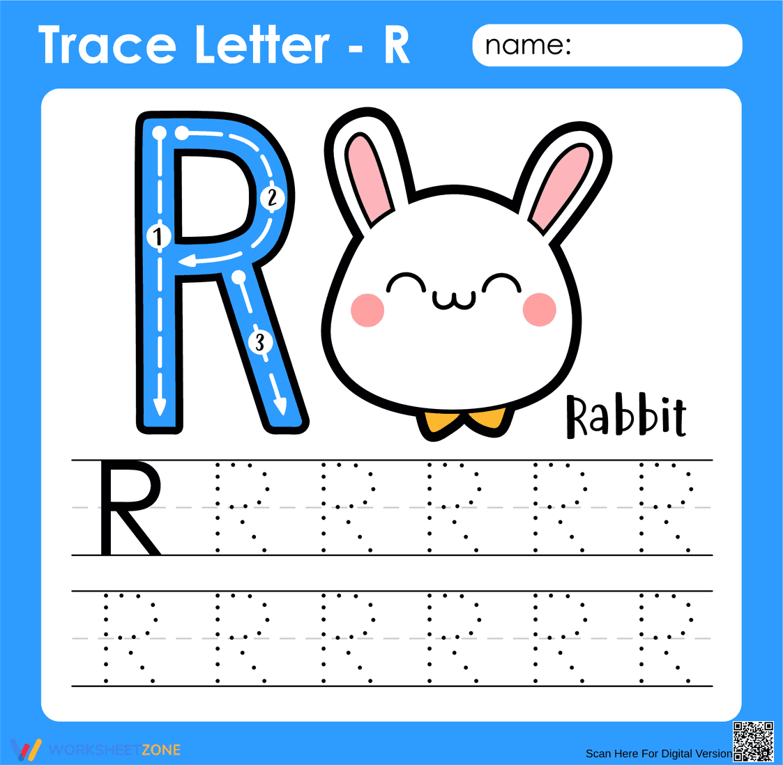 Trace the Letter R Worksheet - Page 1