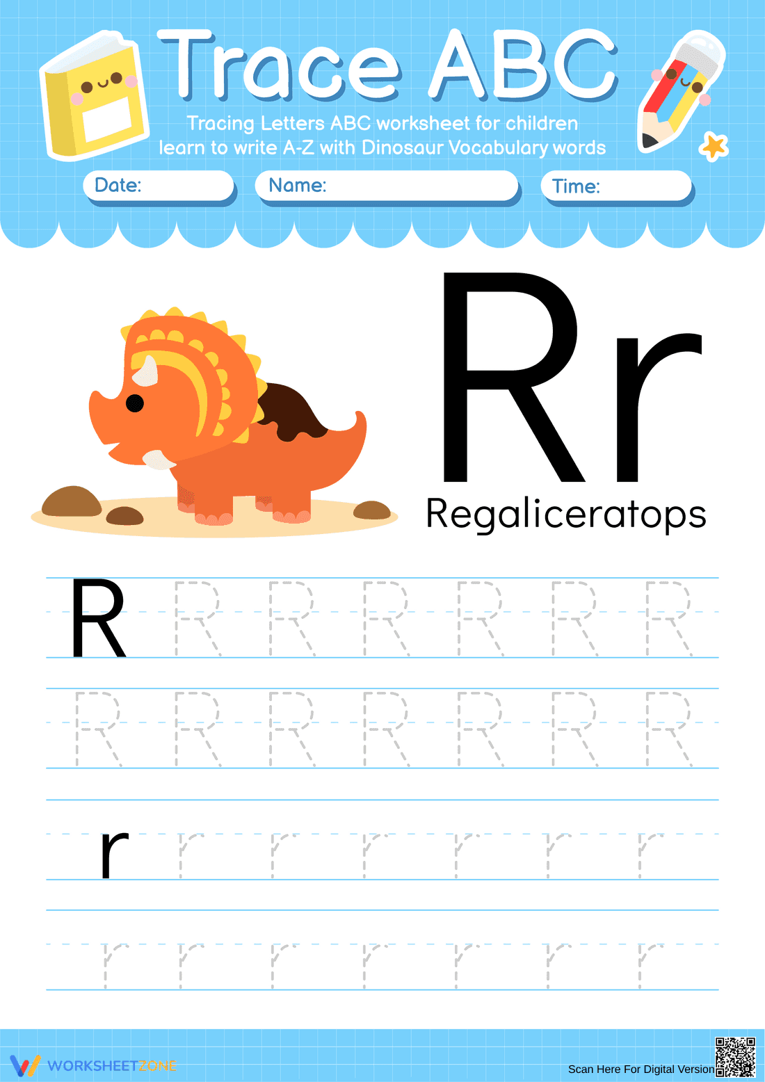 Trace ABC: Letter R Worksheet - Page 1