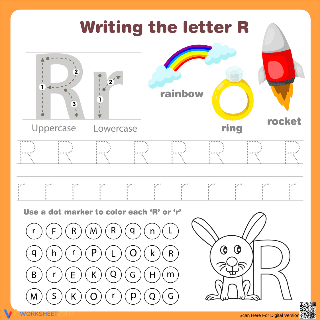 Writing the Letter R Worksheet - Page 1