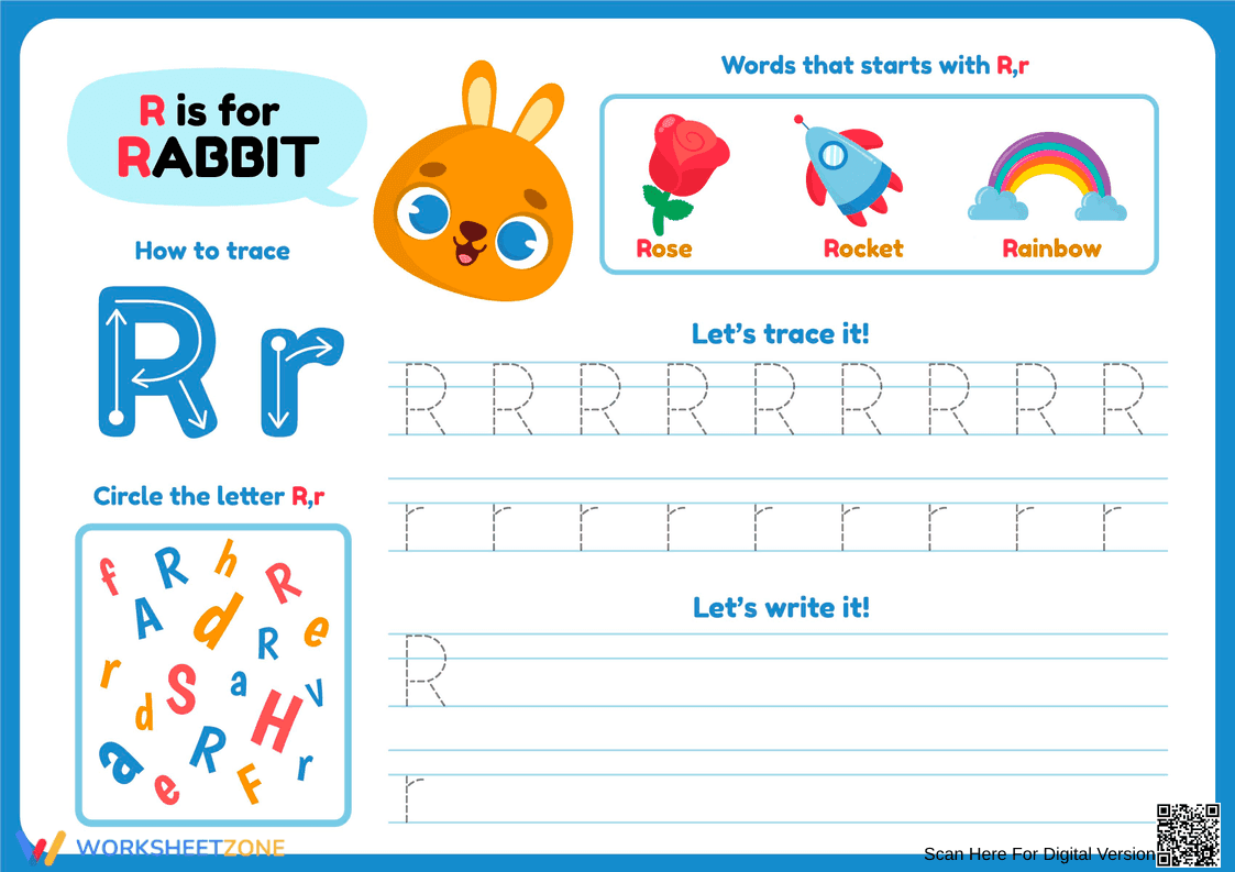 How to Trace Letter R Worksheet - Page 1