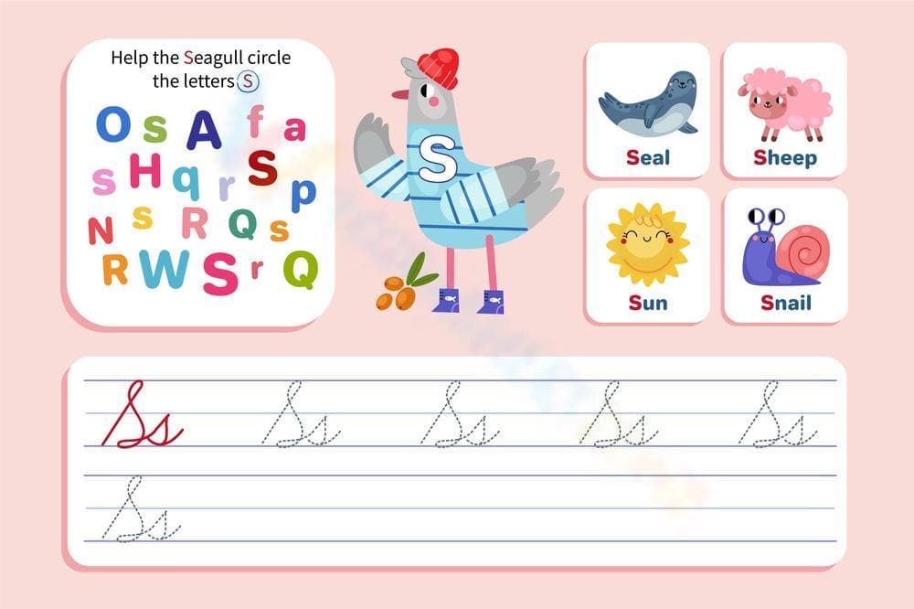 Printable Cursive Letter S Worksheet | Grade 1 - Page 1