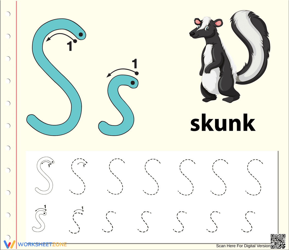 S is for Skunk Worksheet - Page 1