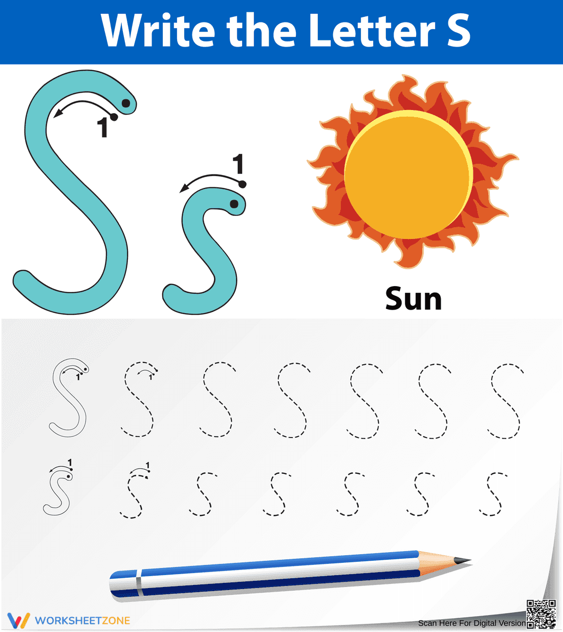 S is for Sun! Letter Tracing Fun - Page 1