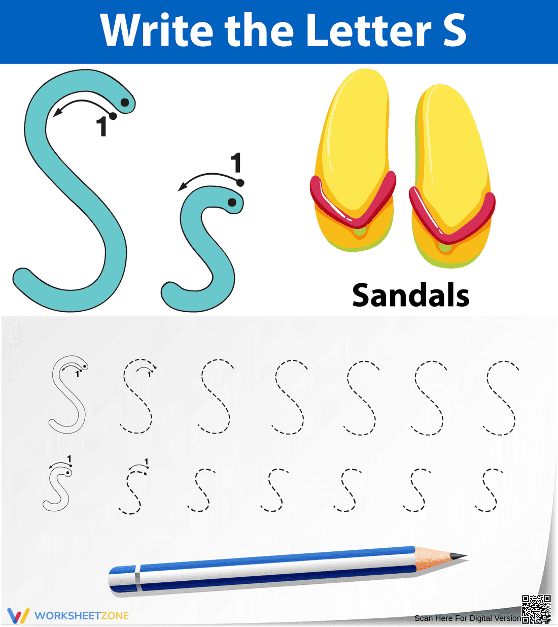 Letter S Tracing Worksheet | Essential Kindergarten Ready - Page 1