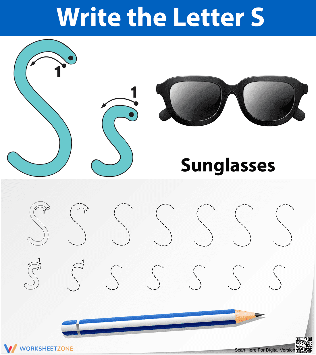 Letter S Tracing Worksheet | Essential Grade K Practice - Page 1