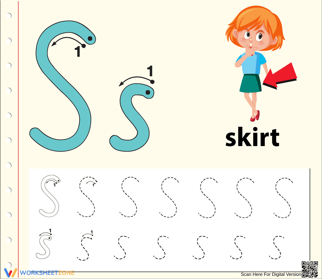Letter S Tracing Worksheet | Essential Grade K Practice - Page 1