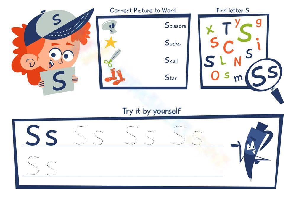 Letter S Tracing Worksheet | Grade 1 Printable - Page 1