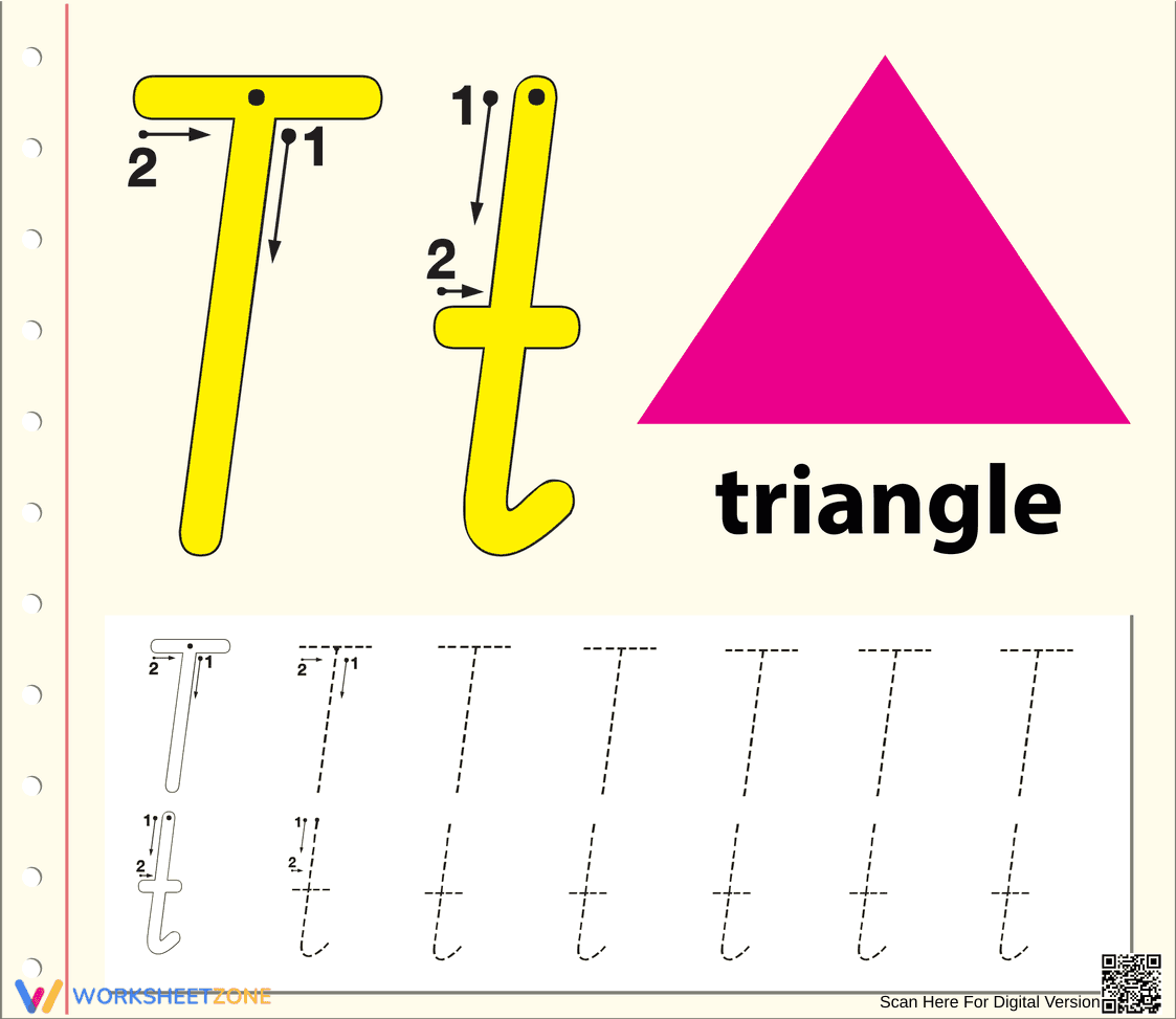 Letter T Tracing Worksheet | Grade K Printable - Page 1