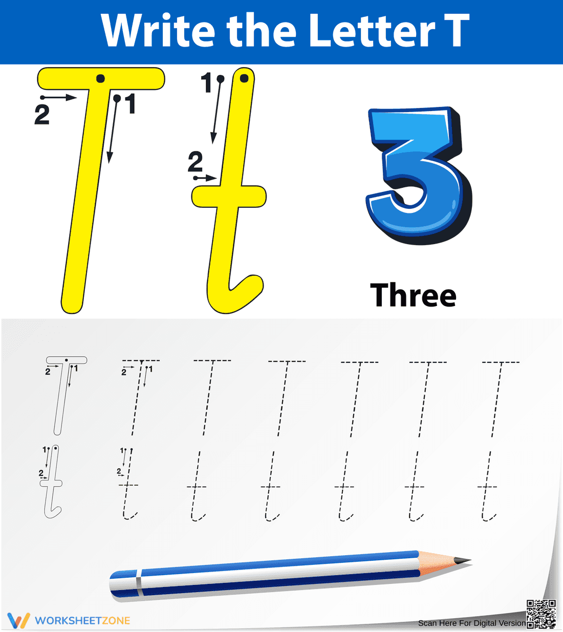 Essential Letter T Tracing Worksheet | Kindergarten - Page 1