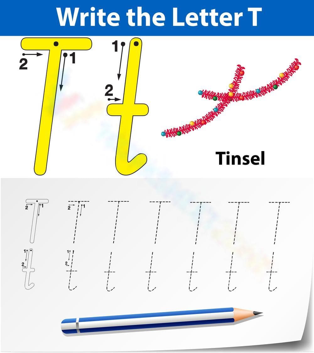 Writing Letter T Worksheet | Grade 1 Essential - Page 1