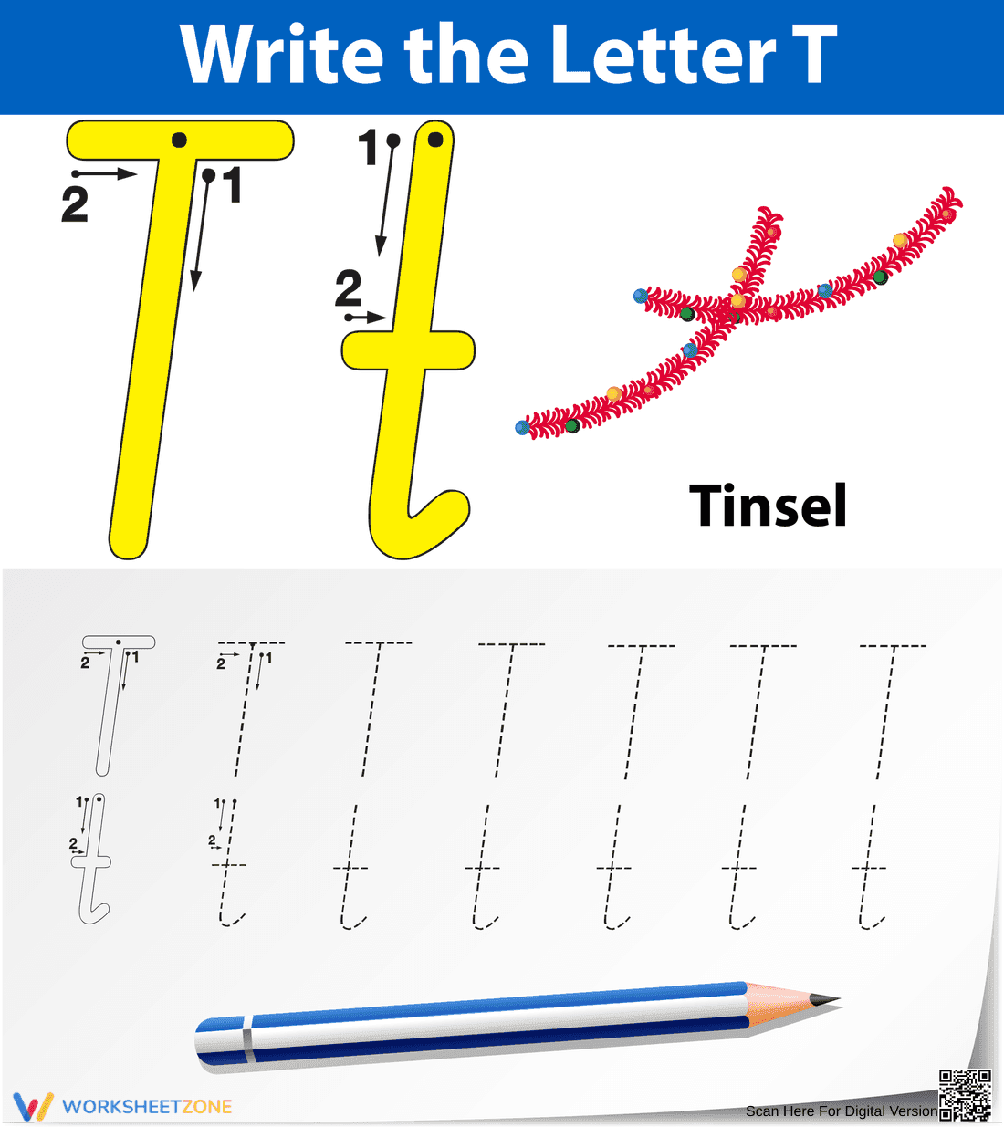 Writing Letter T Worksheet | Grade 1 Essential - Page 1