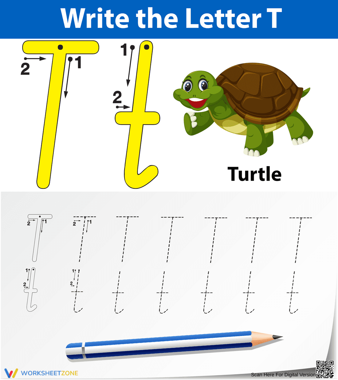 Printable Letter T Tracing Worksheet | Grade K - Page 1