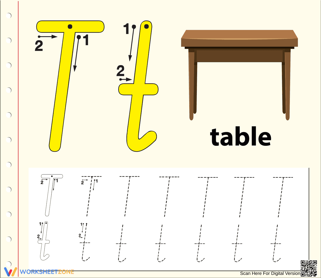 Table Time! Learn to Write the Letter T - Page 1